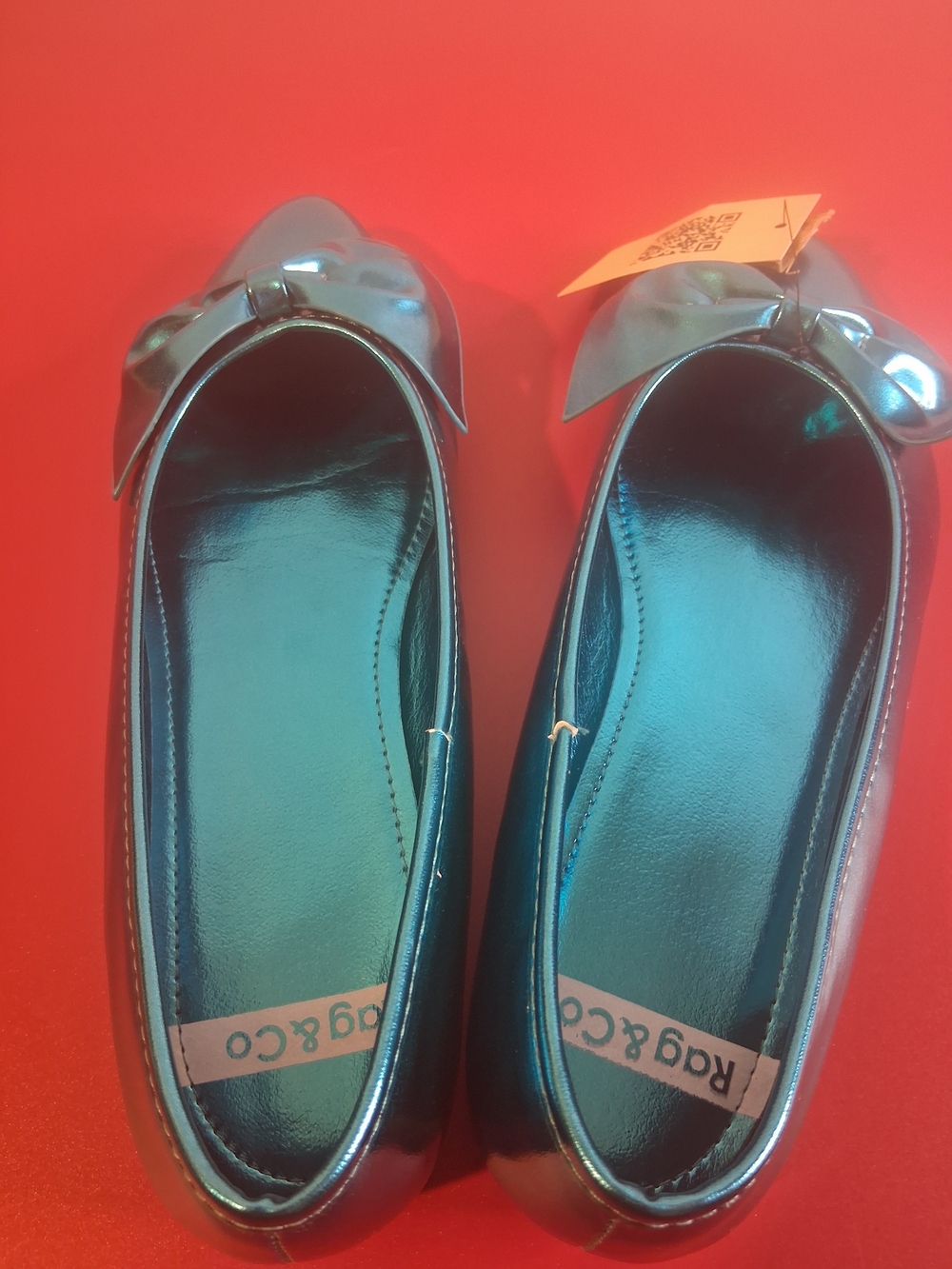 Rag & Co Black Patent Bow Ballet Flats